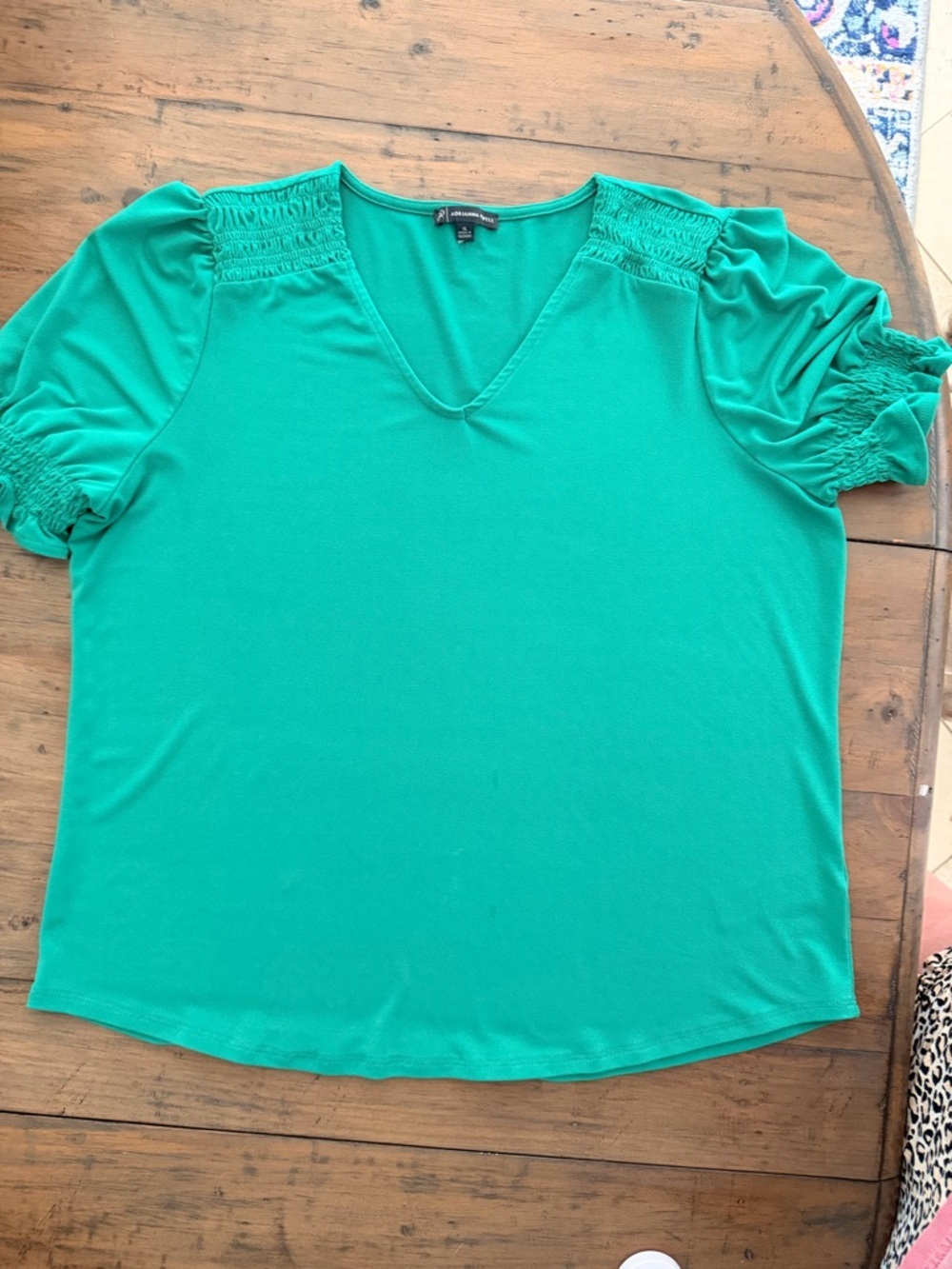 Adrianna Pappell | Smocked Shoulder Top | Green | XL